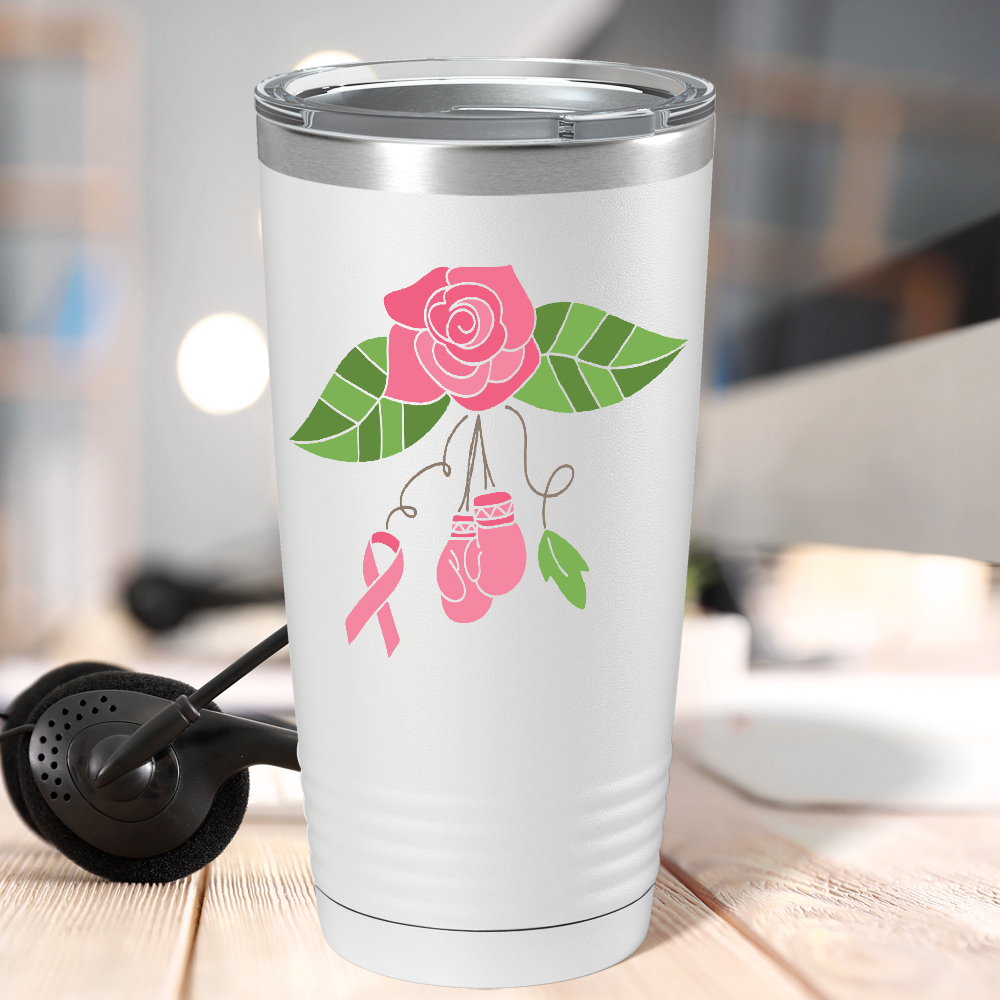 Floral and Cancer with Gloves on White 20oz Tumbler