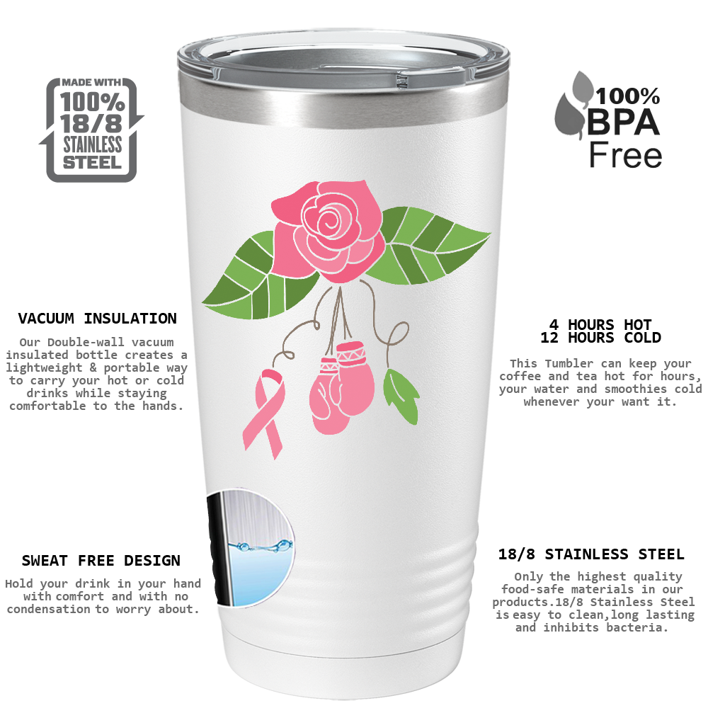 Floral and Cancer with Gloves on White 20oz Tumbler