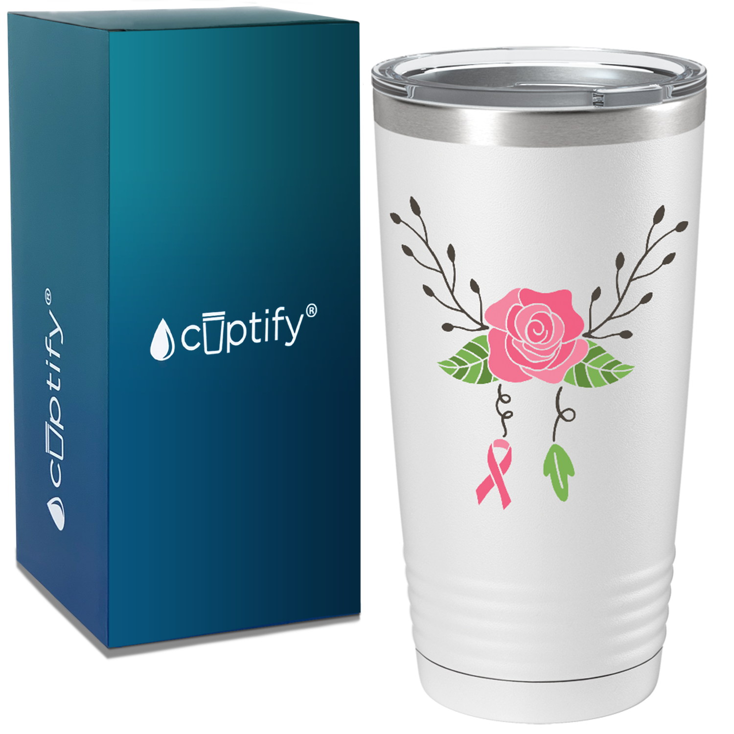 Floral and Cancer on White 20oz Tumbler