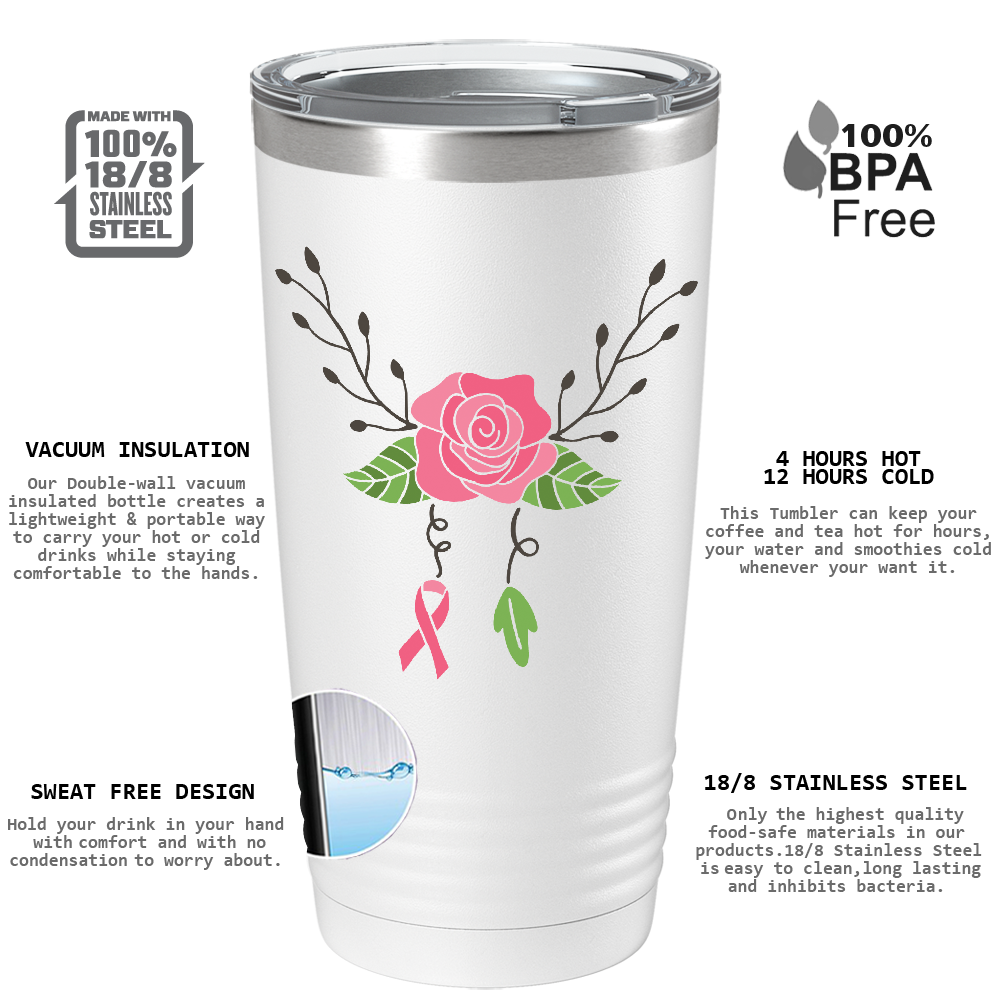 Floral and Cancer on White 20oz Tumbler