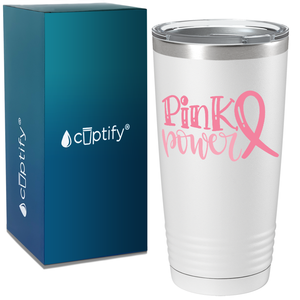 Pink Power on White 20oz Tumbler