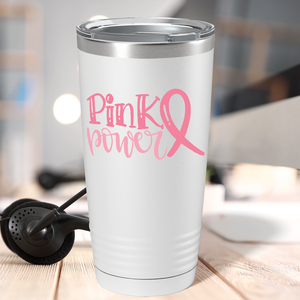 Pink Power on White 20oz Tumbler