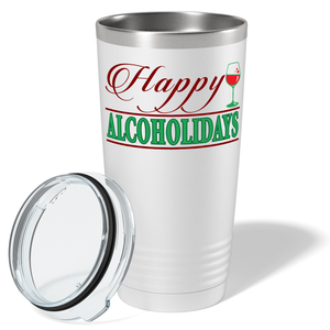 Happy Alcoholidays on White Holiday 20oz Tumbler
