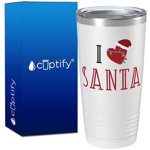 I Heart Santa on White Christmas 20oz Tumbler