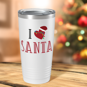 I Heart Santa on White Christmas 20oz Tumbler