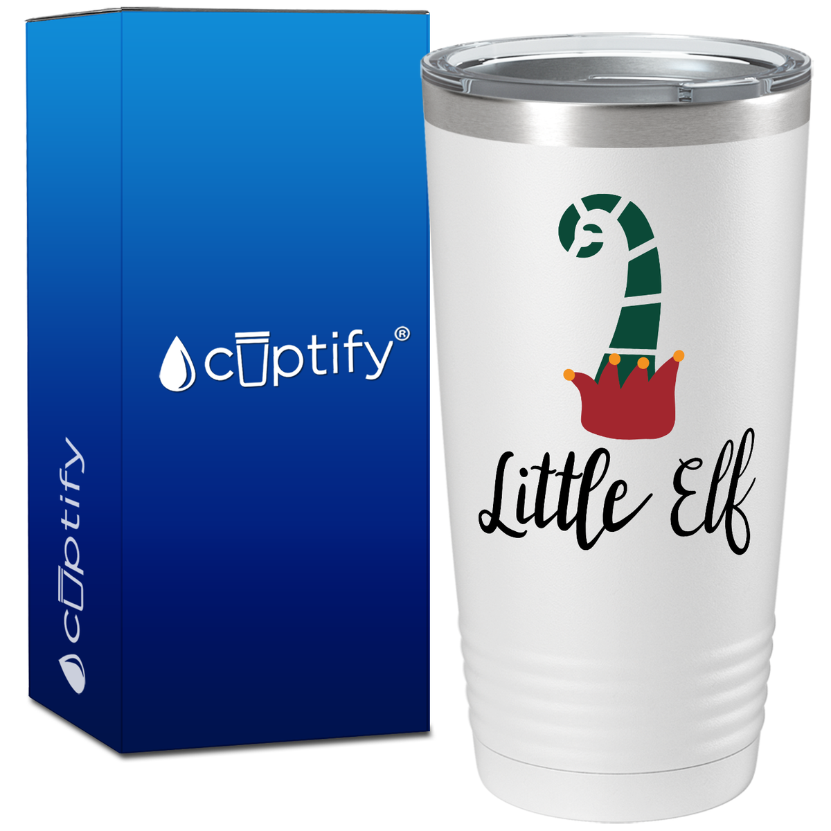Little Elf on White Christmas 20oz Tumbler