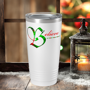 Holiday Believe on White Christmas 20oz Tumbler