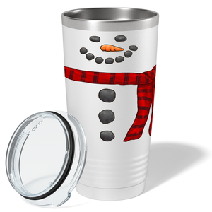 Happy Snowman with Scarf Holiday on White Christmas 20oz Tumbler