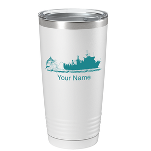 Marlin Boat Fishing on Stainless Steel Fishing Tumbler