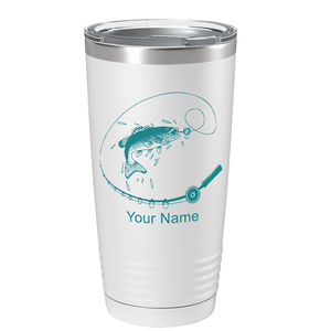 Fishing Poll with Fish on Stainless Steel Fishing Tumbler