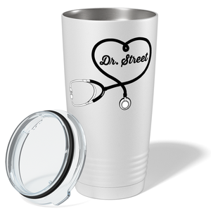 Personalized Doctor Heart Stethoscope on White 20oz Tumbler