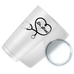 Personalized Doctor Heart Stethoscope on White 20oz Tumbler