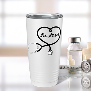 Personalized Doctor Heart Stethoscope on White 20oz Tumbler