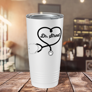 Personalized Doctor Heart Stethoscope on White 20oz Tumbler