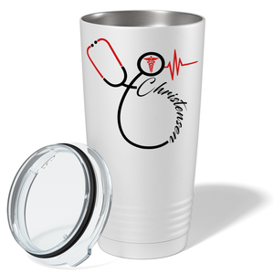 Doctors Stethoscope Red Caduceus on White 20oz Tumbler