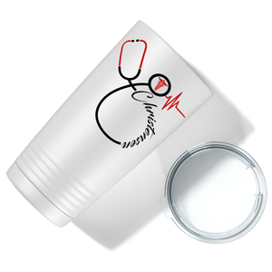 Doctors Stethoscope Red Caduceus on White 20oz Tumbler