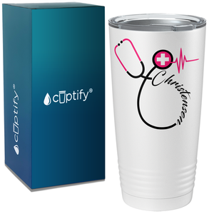 Doctors Stethoscope Pink Cross on White 20oz Tumbler