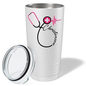 Doctors Stethoscope Pink Cross on White 20oz Tumbler