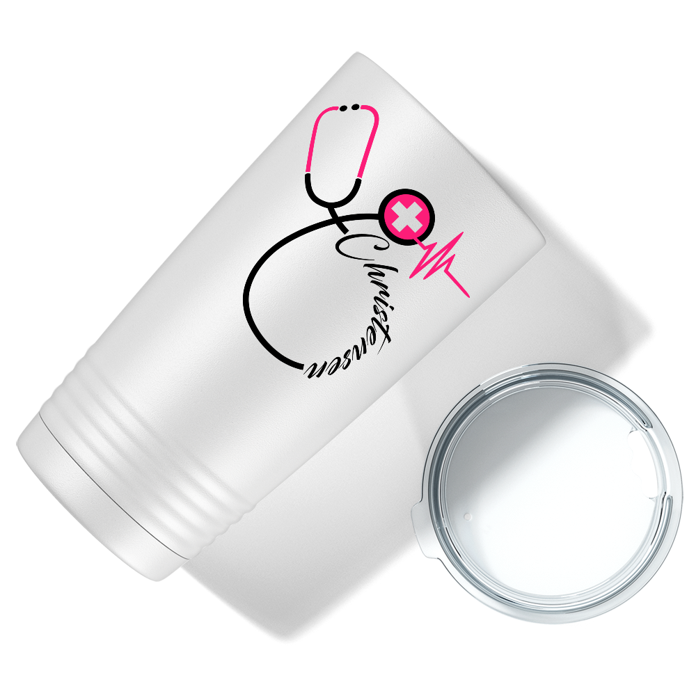 Doctors Stethoscope Pink Cross on White 20oz Tumbler