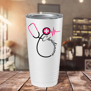 Doctors Stethoscope Pink Cross on White 20oz Tumbler