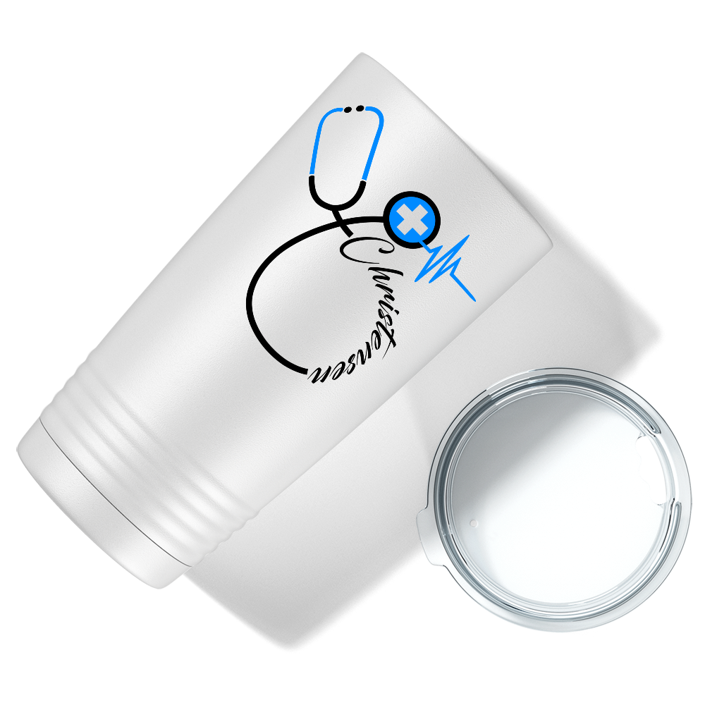 Doctors Stethoscope Blue Cross on White 20oz Tumbler