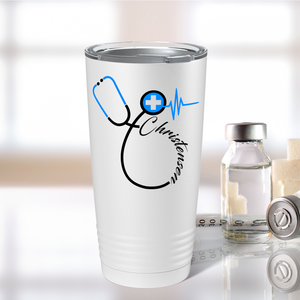 Doctors Stethoscope Blue Cross on White 20oz Tumbler