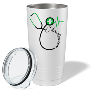 Doctors Stethoscope Green Cross on White 20oz Tumbler