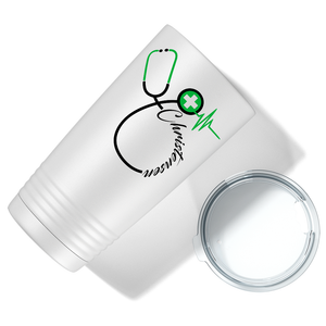 Doctors Stethoscope Green Cross on White 20oz Tumbler