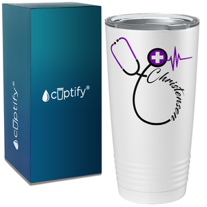 Doctors Stethoscope Purple Cross on White 20oz Tumbler