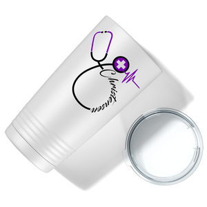 Doctors Stethoscope Purple Cross on White 20oz Tumbler