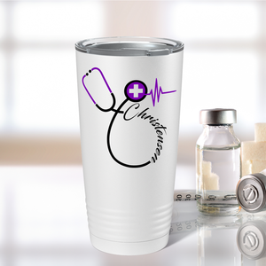 Doctors Stethoscope Purple Cross on White 20oz Tumbler