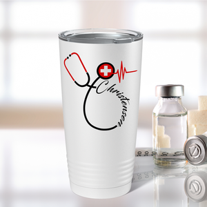 Doctors Stethoscope Red Cross on White 20oz Tumbler