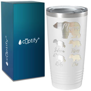 Mama Bear with Four Cubs on Mom 20oz Tumbler