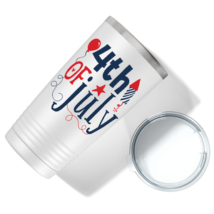 4th of July on White 20 oz Stainless Steel Tumbler