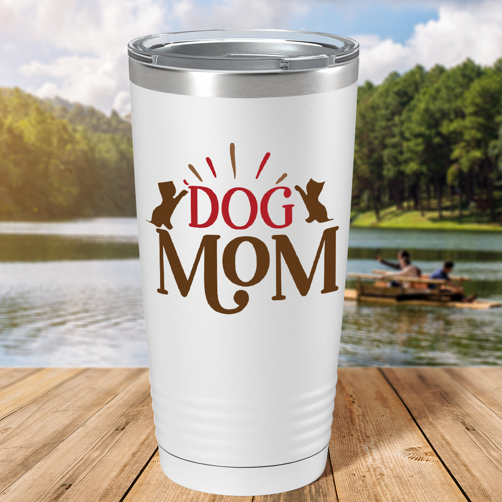 Dog Mom on White 20oz Tumbler