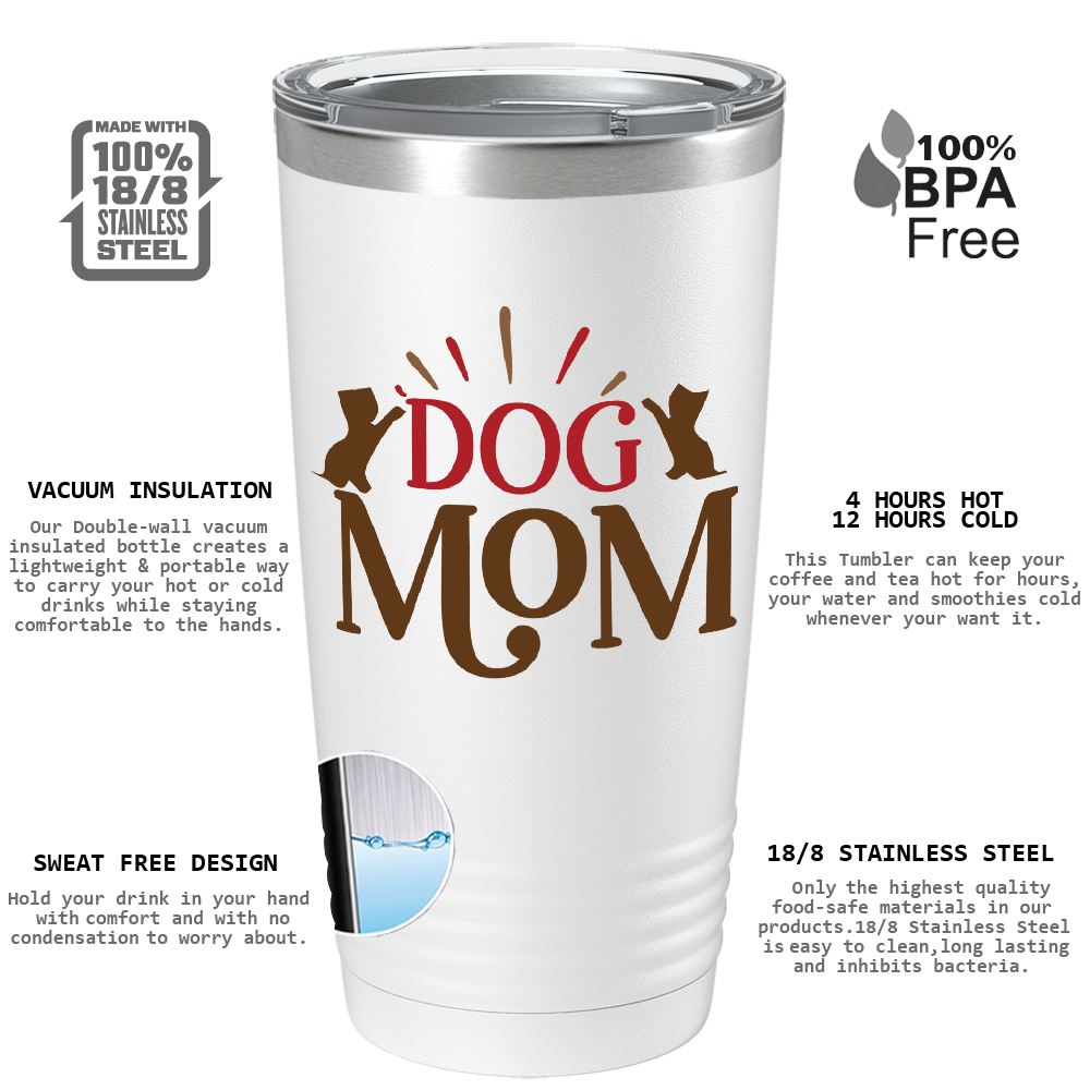 Dog Mom on White 20oz Tumbler
