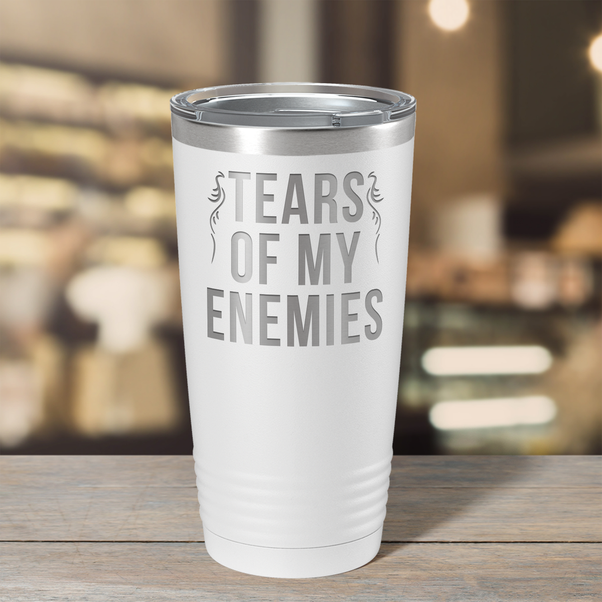 Tears of my Enemies on White 20 oz Stainless Steel Ringneck Tumbler