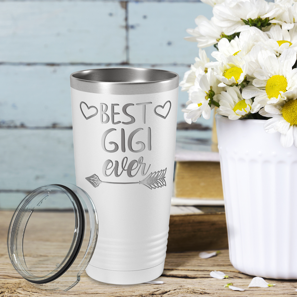 Best Gigi Ever on White 20 oz Stainless Steel Ringneck Tumbler