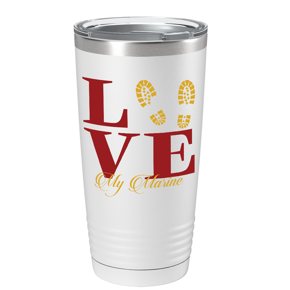 Marine Love on White 20 oz Stainless Steel Tumbler
