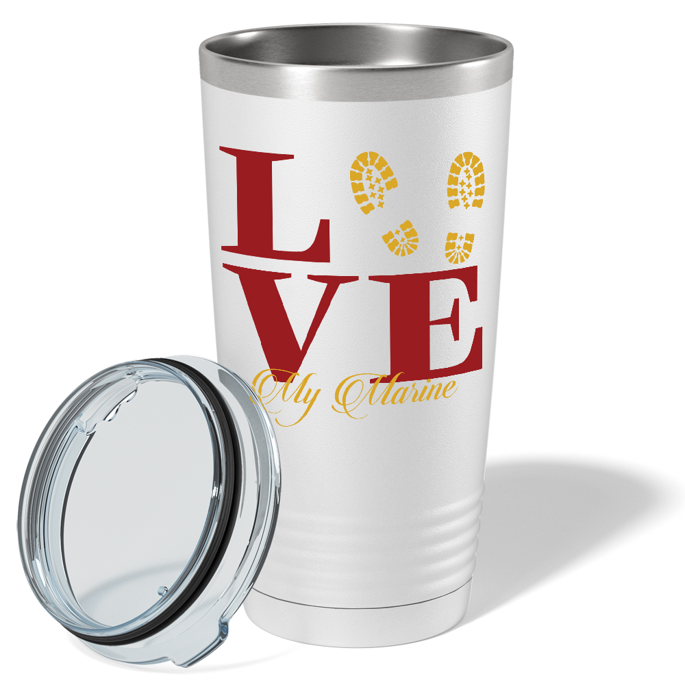 Marine Love on White 20 oz Stainless Steel Tumbler
