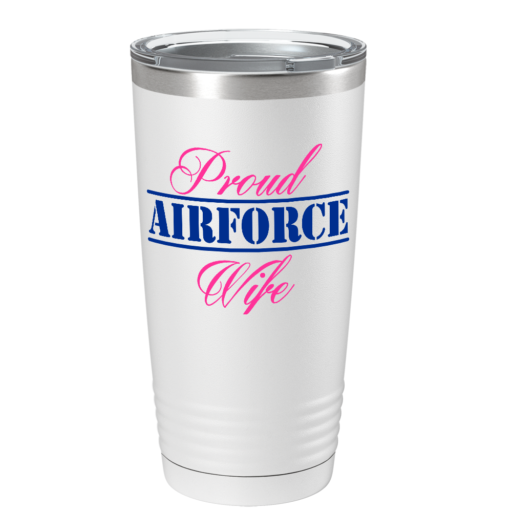 Proud Airforce Mom on White 20 oz Stainless Steel Tumbler