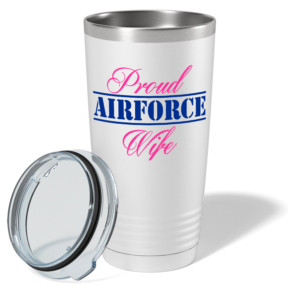 Proud Airforce Mom on White 20 oz Stainless Steel Tumbler