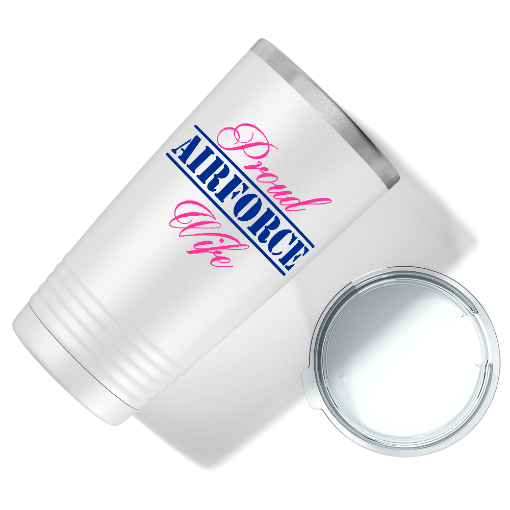 Proud Airforce Mom on White 20 oz Stainless Steel Tumbler