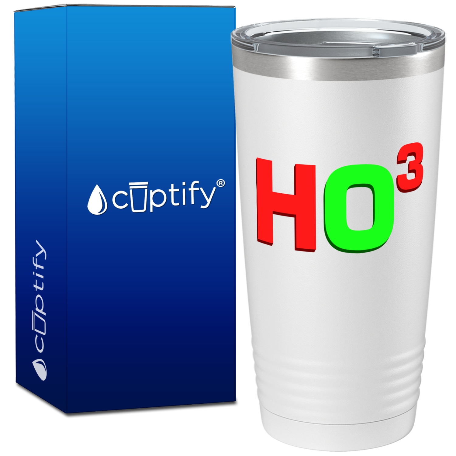Ho Ho Ho Cubed on White Christmas 20oz Tumbler