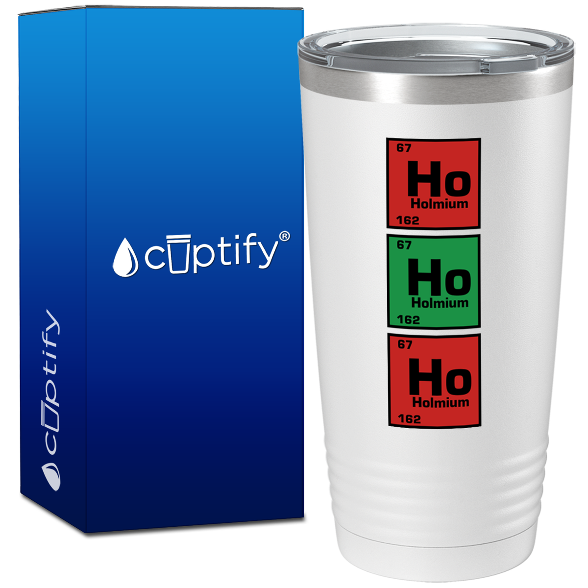 Ho Ho Ho Holmium on White Christmas 20oz Tumbler
