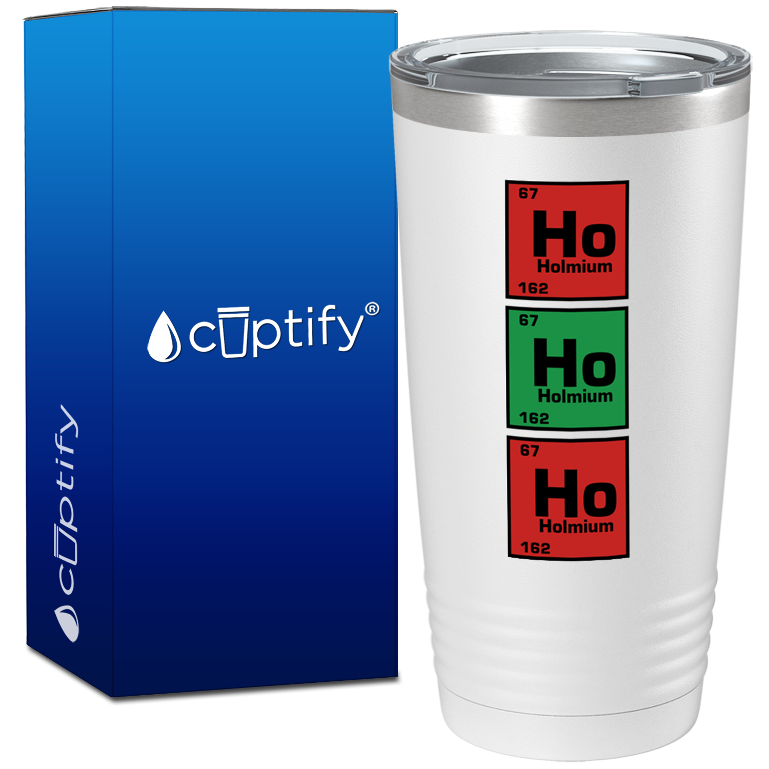Ho Ho Ho Holmium on White Christmas 20oz Tumbler