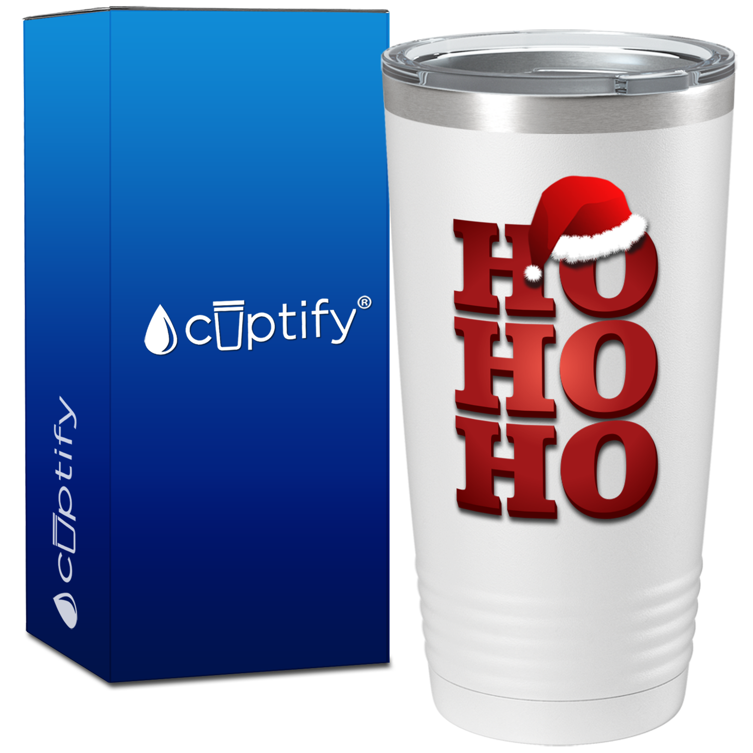 Ho Ho Ho Red on White Christmas 20oz Tumbler