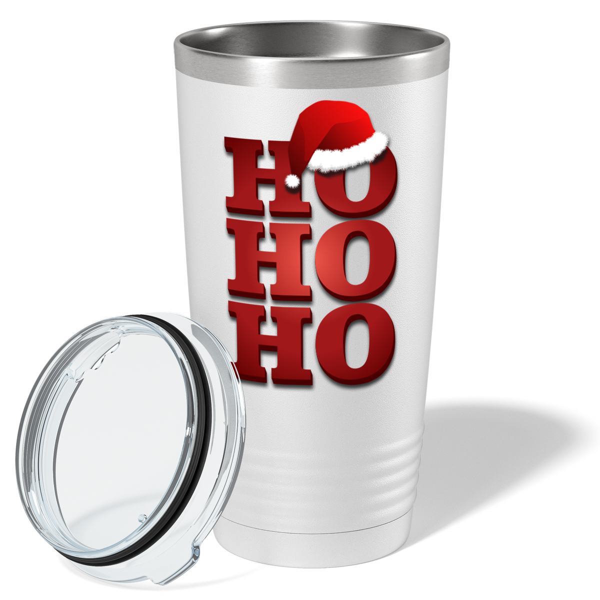 Ho Ho Ho Red on White Christmas 20oz Tumbler