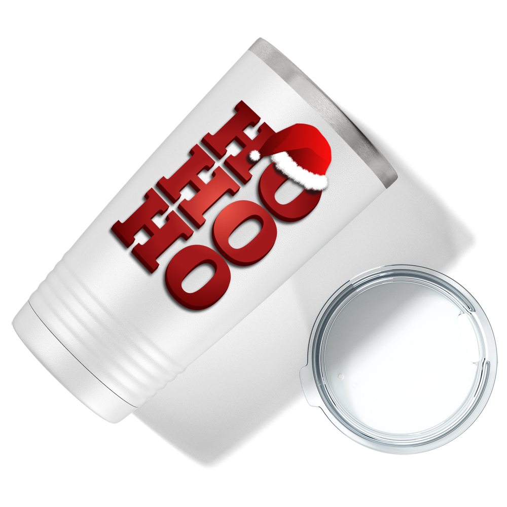 Ho Ho Ho Red on White Christmas 20oz Tumbler