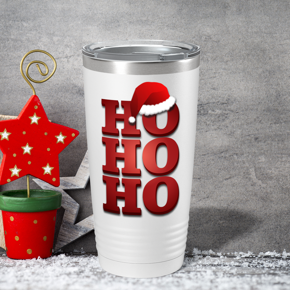 Ho Ho Ho Red on White Christmas 20oz Tumbler